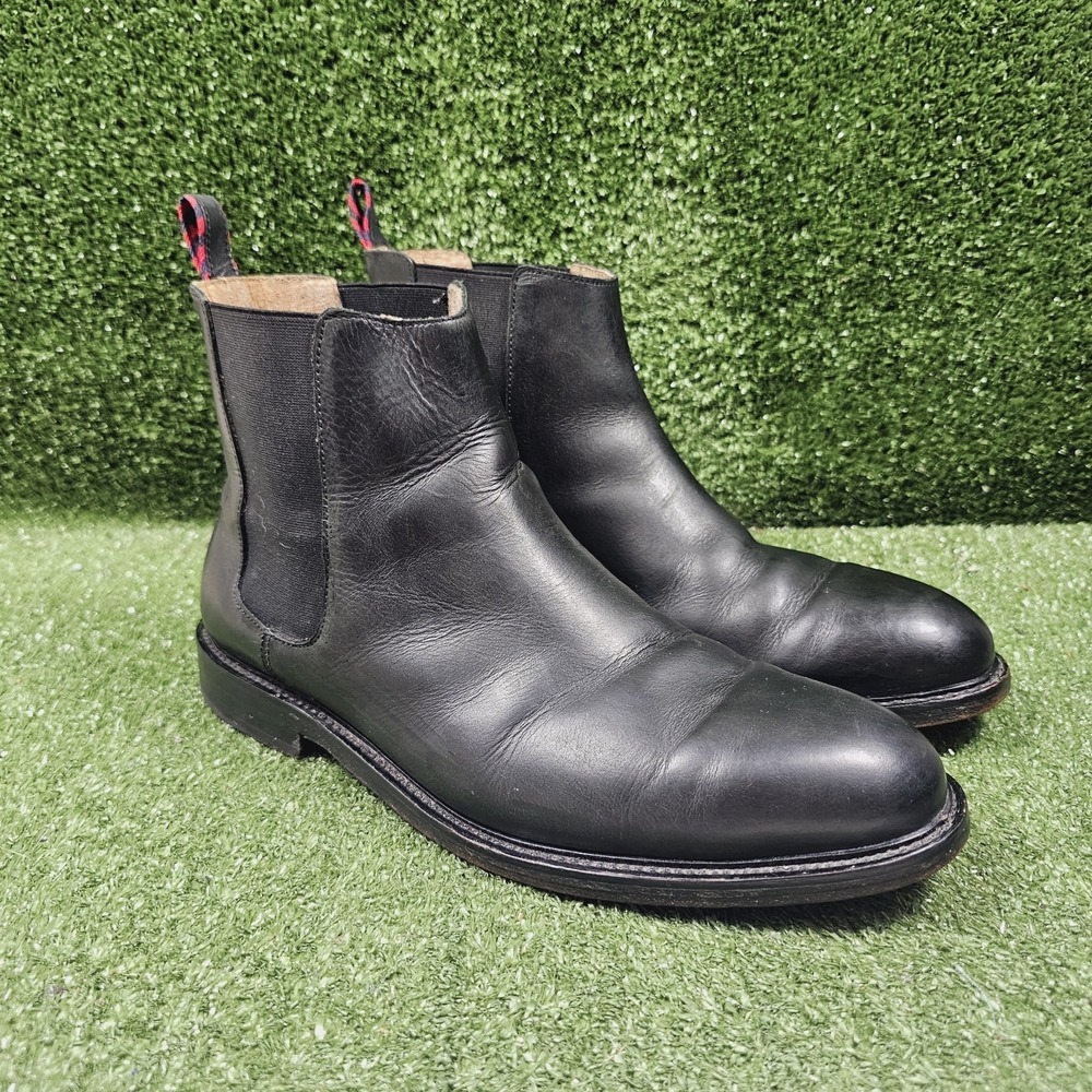 Polo Ralph Lauren Newent Chelsea Black Leather Pull On Chelsea Boots Mens 13